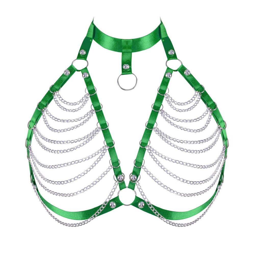 7373 Body Harness Bra Plus Size Hollow Punk Metal Chain Bra Gothic